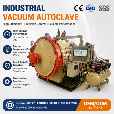 Autoclave Composite Molding Machine Hydraulic Horizontal Door Engine Programmable PLC Control Stainless Steel Construction